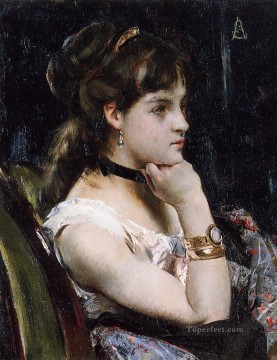 アルフレッド・スティーブンス Painting - ブレスレットをした女性 ベルギーの画家 アルフレッド・スティーブンス